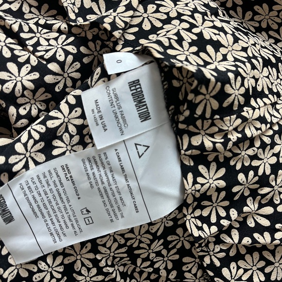 Reformation Black and Cream Floral Long Sleeve Dress - Picture 4 of 4